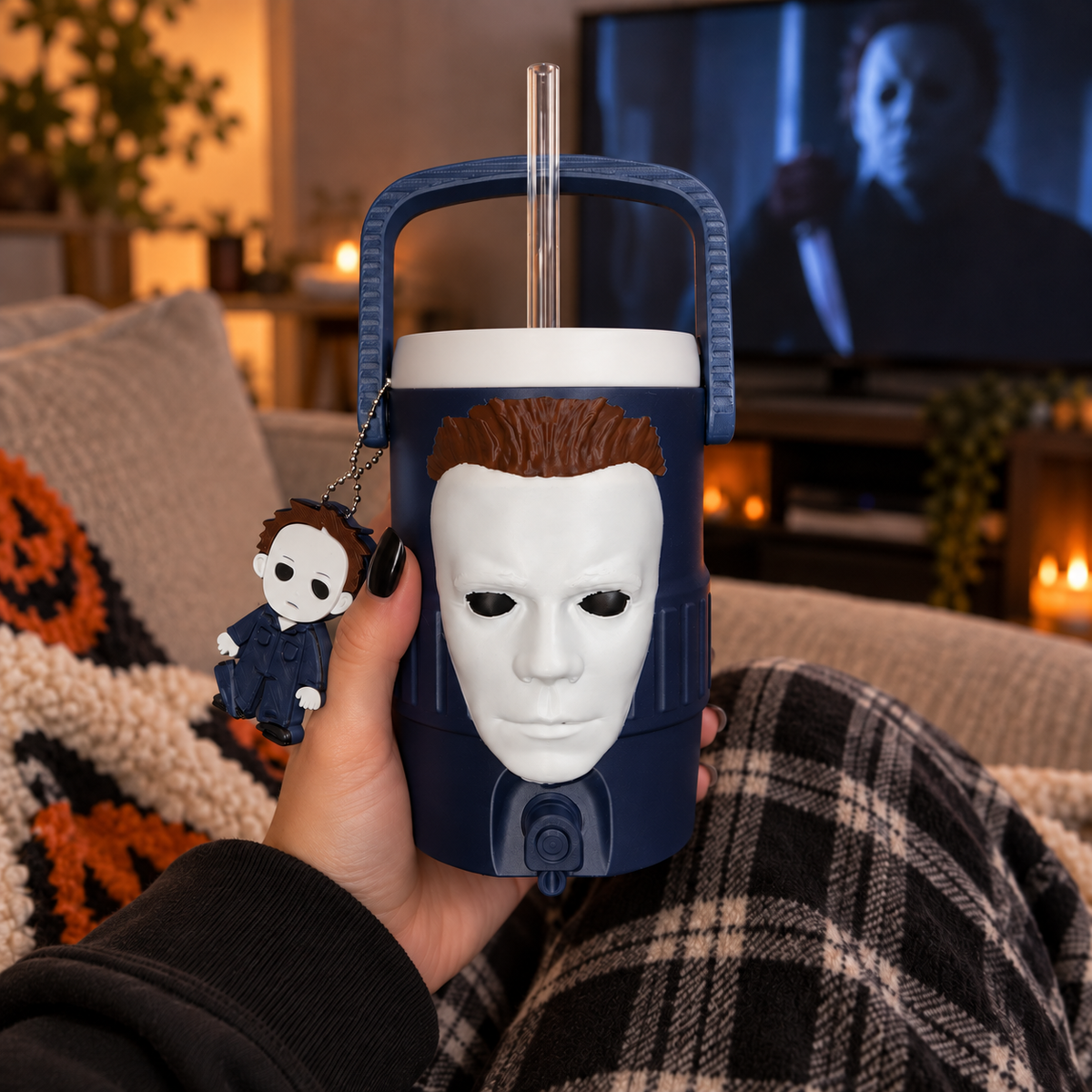Spooky 12 oz Can Holder Set With Lid and Straw