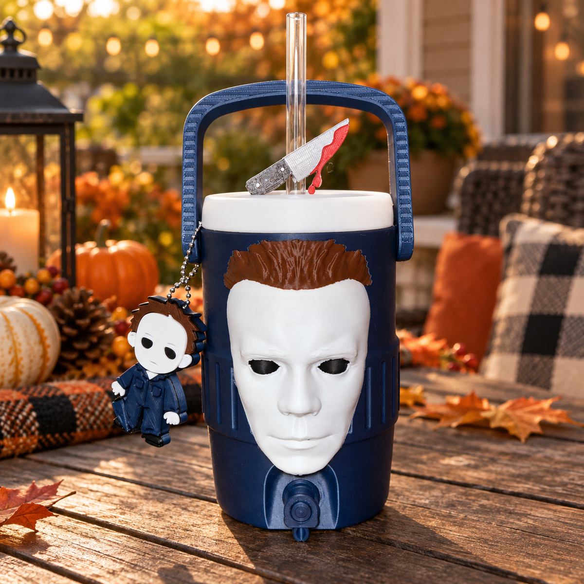 Spooky 12 oz Can Holder Set With Lid and Straw