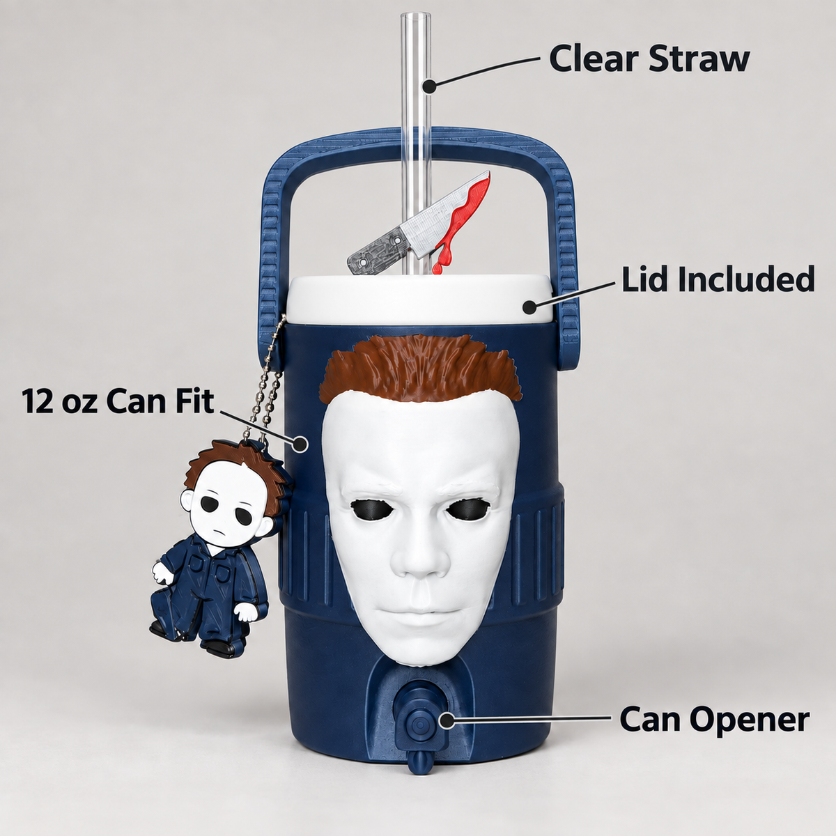 Spooky 12 oz Can Holder Set With Lid and Straw