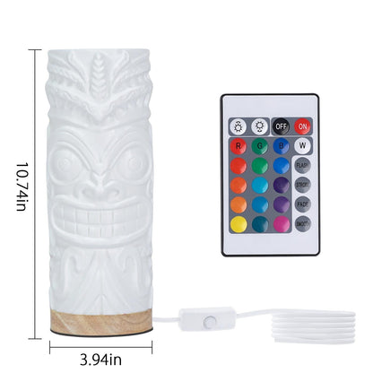 Tiki lamp dimensions 10.74 x 3.94 in with remote control and USB cable
